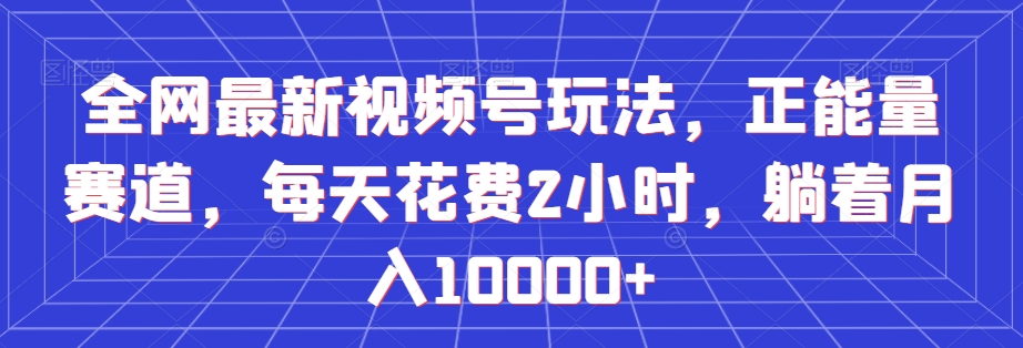 全网最新视频号玩法，正能量赛道，每天花费2小时，躺着月入10000+【揭秘】-狼哥资源库