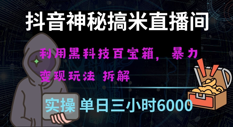 抖音神秘直播间黑科技日入四位数及格暴力项目全方位解读【揭秘】-狼哥资源库