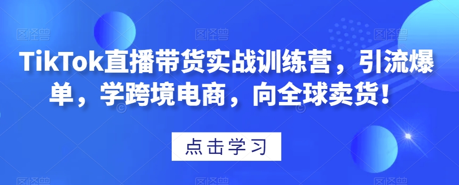 TikTok直播带货实战训练营，引流爆单，学跨境电商，向全球卖货！-狼哥资源库