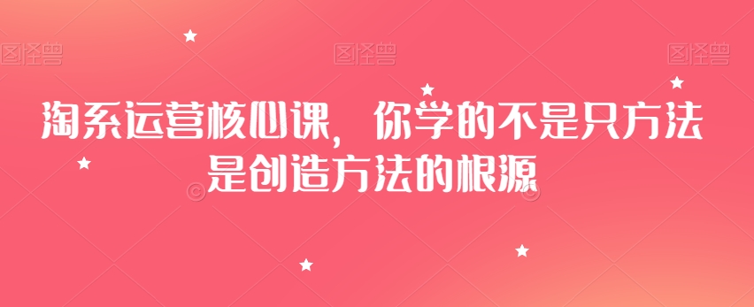 淘系运营核心课，你学的不是只方法是创造方法的根源-狼哥资源库