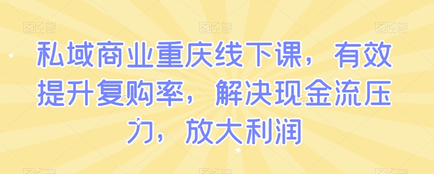 私域商业重庆线下课，有效提升复购率，解决现金流压力，放大利润-狼哥资源库