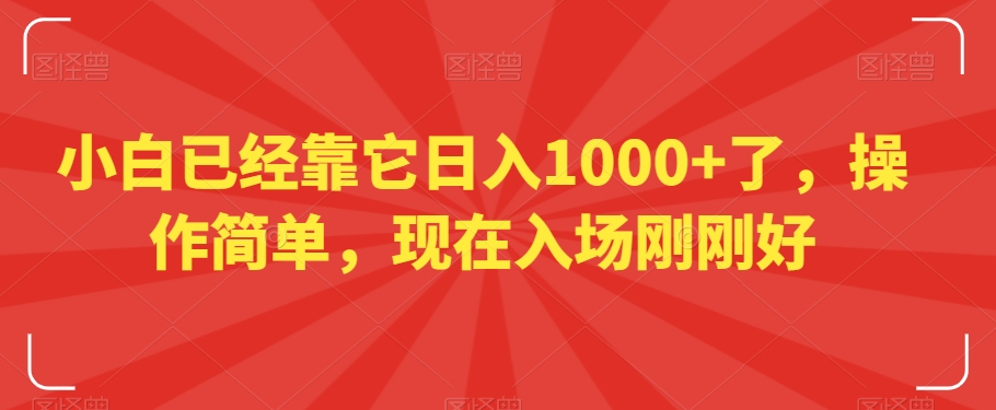 小白已经靠它日入1000+了，操作简单，现在入场刚刚好【揭秘】-狼哥资源库