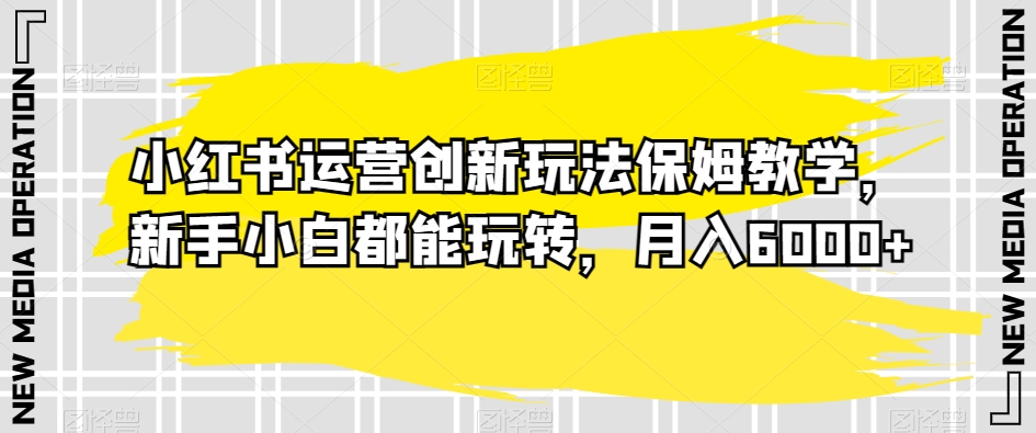 小红书运营创新玩法保姆教学，新手小白都能玩转，月入6000+【揭秘】-创业项目致富网、狼哥项目资源库