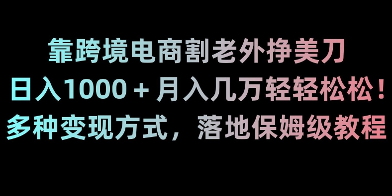 靠跨境电商割老外挣美刀，日入1000＋月入几万轻轻松松！多种变现方式，落地保姆级教程【揭秘】-狼哥资源库