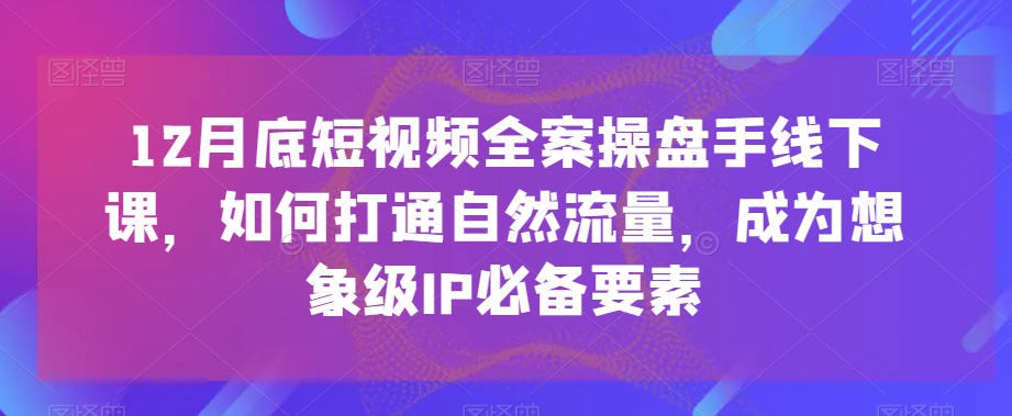 12月底短视频全案操盘手线下课，如何打通自然流量，成为想象级IP必备要素-狼哥资源库