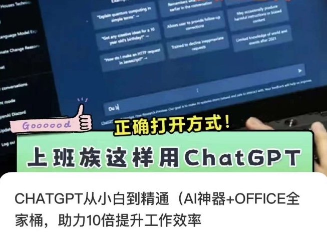 CHATGPT从小白到精通，AI神器+OFFICE全家桶，助力10倍提升工作效率-狼哥资源库