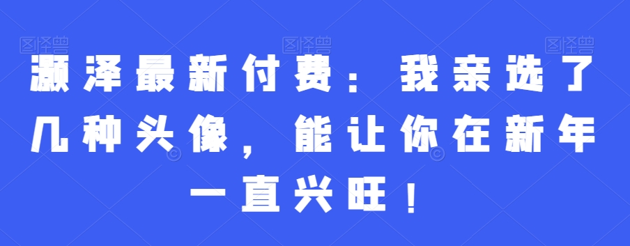 灏泽最新付费：我亲选了几种头像，能让你在新年一直兴旺！-狼哥资源库