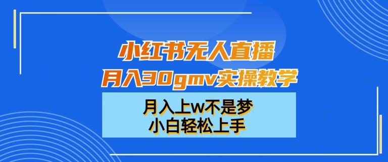 小红书无人直播月入30gmv实操教学，月入上w不是梦，小白轻松上手【揭秘】-狼哥资源库