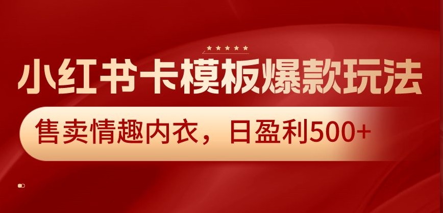 小红书卡模板爆款玩法，售卖情趣内衣，日盈利500+【揭秘】-狼哥资源库