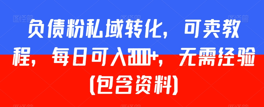 负债粉私域转化，可卖教程，每日可入2000+，无需经验（包含资料）【揭秘】-狼哥资源库