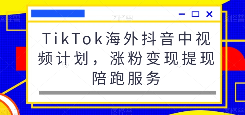 TikTok海外抖音中视频计划，涨粉变现提现陪跑服务-创业项目致富网、狼哥项目资源库