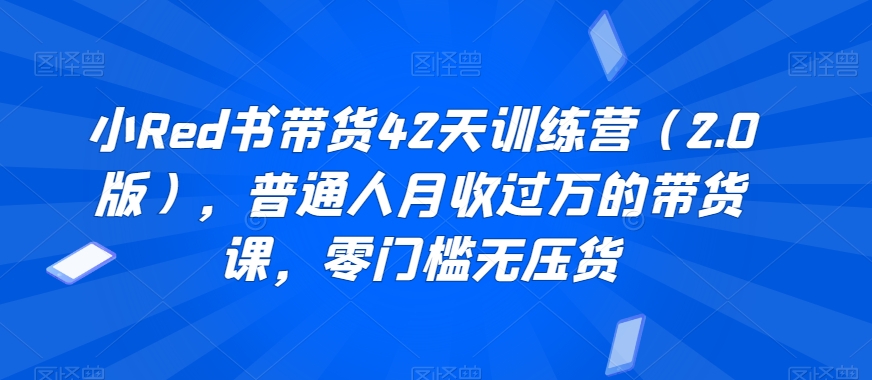 小Red书带货42天训练营（2.0版），普通人月收过万的带货课，零门槛无压货-狼哥资源库