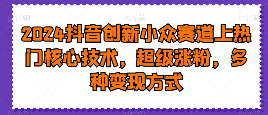 2024抖音创新小众赛道上热门核心技术，超级涨粉，多种变现方式【揭秘】-狼哥资源库