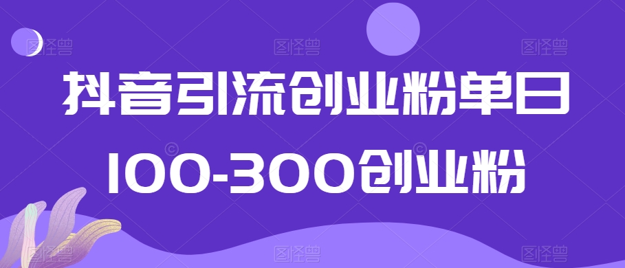 抖音引流创业粉单日100-300创业粉【揭秘】-狼哥资源库