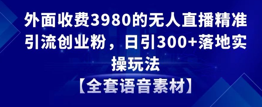 外面收费3980的无人直播精准引流创业粉，日引300+落地实操玩法【全套语音素材】【揭秘】-狼哥资源库