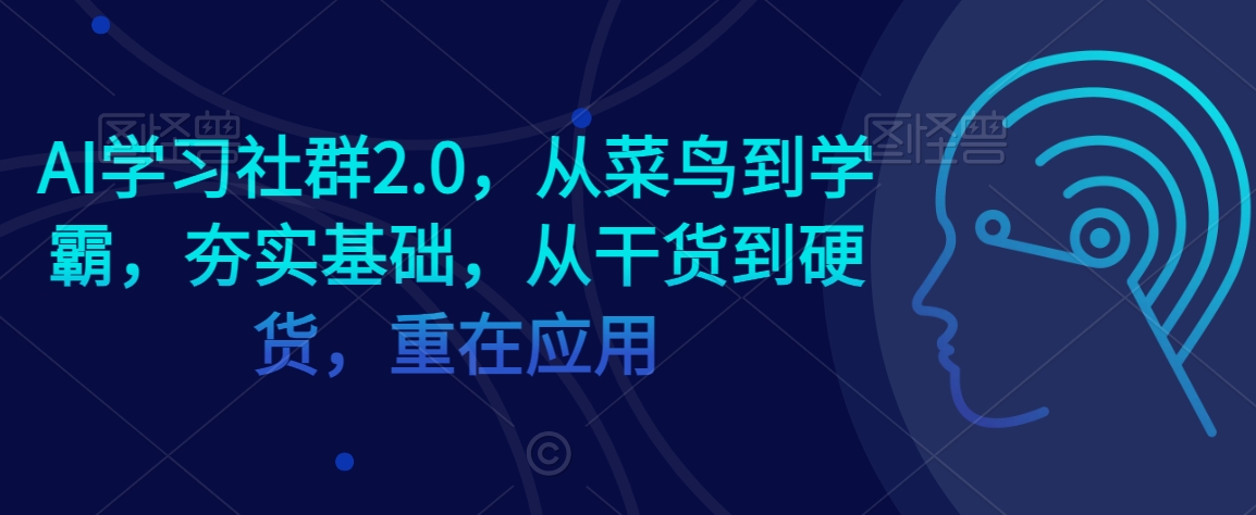 AI学习社群2.0，从菜鸟到学霸，夯实基础，从干货到硬货，重在应用-创业项目致富网、狼哥项目资源库