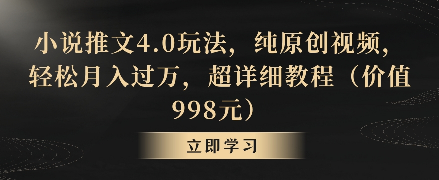 小说推文4.0玩法，纯原创视频，轻松月入过万，超详细教程（价值998元）【揭秘】-狼哥资源库