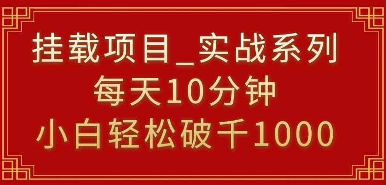 挂载项目，小白轻松破1000，每天10分钟，实战系列保姆级教程【揭秘】-狼哥资源库