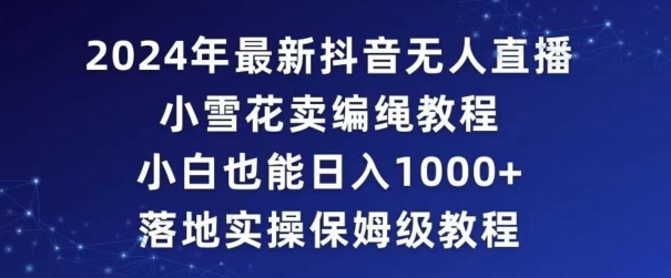 2024年抖音最新无人直播小雪花卖编绳项目，小白也能日入1000+落地实操保姆级教程【揭秘】-狼哥资源库