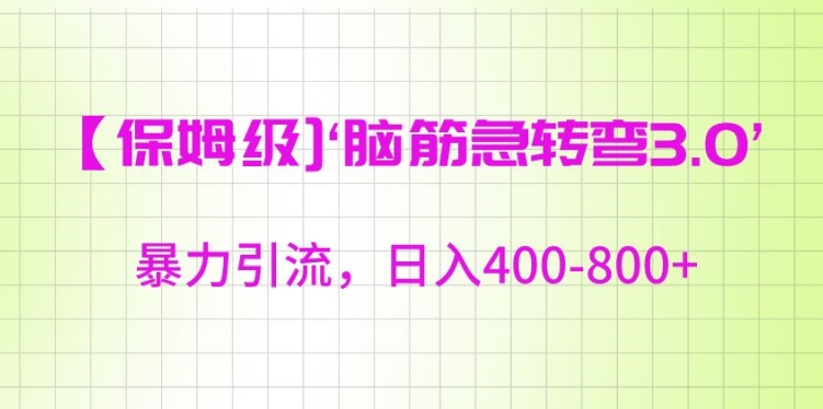 保姆级脑筋急转弯3.0，暴力引流，日入400-800+【揭秘】-狼哥资源库