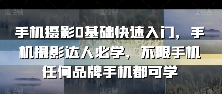 手机摄影0基础快速入门，手机摄影达人必学，不限手机任何品牌手机都可学-狼哥资源库