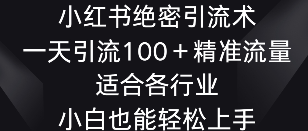 小红书绝密引流术，一天引流100+精准流量，适合各个行业，小白也能轻松上手【揭秘】-狼哥资源库