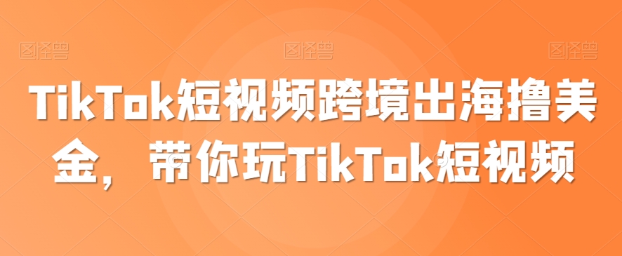 TikTok短视频跨境出海撸美金，带你玩TikTok短视频-狼哥资源库