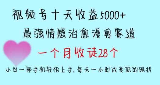 十天收益5000+，多平台捞金，视频号情感治愈漫剪，一个月收徒28个，小白一部手机轻松上手【揭秘】-狼哥资源库