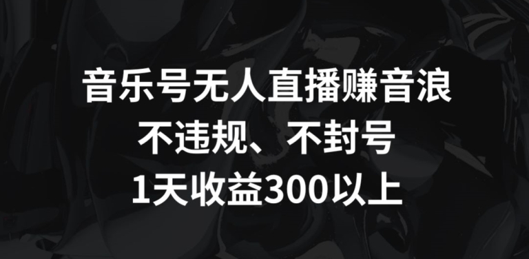 音乐号无人直播赚音浪，不违规、不封号，1天收益300+【揭秘】-狼哥资源库