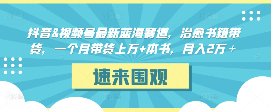 抖音&视频号最新蓝海赛道，治愈书籍带货，一个月带货上万+本书，月入2万＋【揭秘】-创业项目致富网、狼哥项目资源库