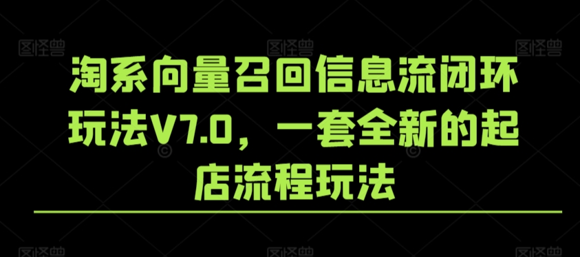 淘系向量召回信息流闭环玩法V7.0，一套全新的起店流程玩法-狼哥资源库