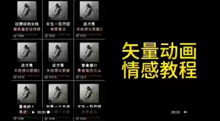 矢量动画情感教程：高点赞涨粉，适合情感、思维、创业教育等赛道-狼哥资源库