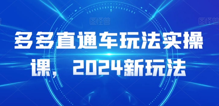 多多直通车玩法实操课，2024新玩法-创业项目致富网、狼哥项目资源库