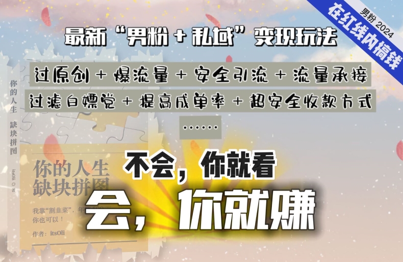 2024，“男粉+私域”还是最耐造、最赚、最轻松、最愉快的变现方式【揭秘】-创业项目致富网、狼哥项目资源库