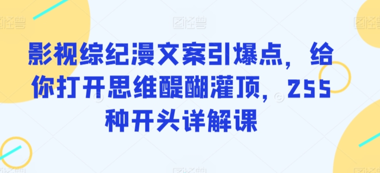 影视综纪漫文案引爆点，给你打开思维醍醐灌顶，255种开头详解课-狼哥资源库