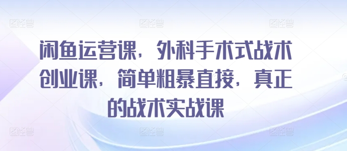 闲鱼运营课，外科手术式战术创业课，简单粗暴直接，真正的战术实战课-狼哥资源库