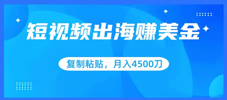 短视频出海赚美金，复制粘贴批量操作，小白轻松掌握，月入4500美刀【揭秘】-狼哥资源库