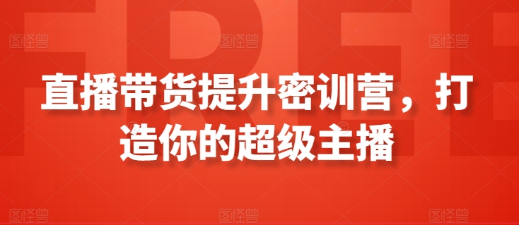 直播带货提升密训营，打造你的超级主播-狼哥资源库