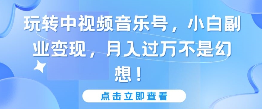 玩转中视频音乐号，小白副业变现，月入过万不是幻想【揭秘】-狼哥资源库