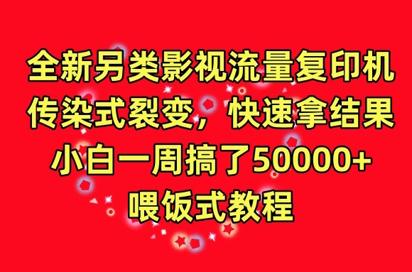 全新另类影视流量复印机，传染式裂变，快速拿结果，小白一周搞了50000+，喂饭式教程【揭秘】-创业项目致富网、狼哥项目资源库