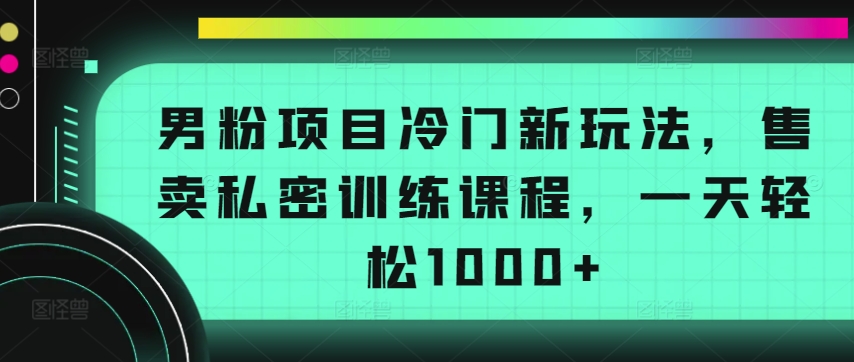 男粉项目冷门新玩法，售卖私密训练课程，一天轻松1000+【揭秘】-狼哥资源库