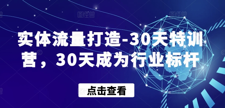 实体流量打造-30天特训营，30天成为行业标杆-创业项目致富网、狼哥项目资源库