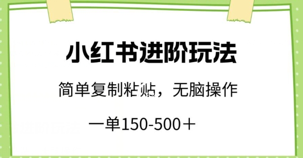 小红书进阶玩法，一单150-500+，简单复制粘贴，小白也能轻松上手【揭秘】-狼哥资源库