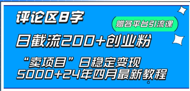 抖音评论区8字日截流200+创业粉 “卖项目”日稳定变现5000+【揭秘】-狼哥资源库