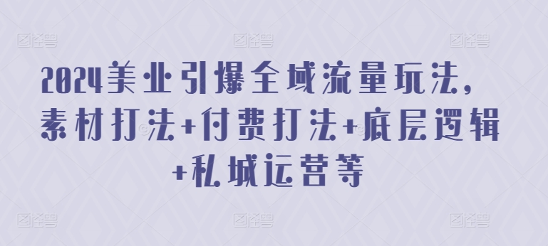 2024美业引爆全域流量玩法，素材打法 付费打法 底层逻辑 私城运营等-狼哥资源库