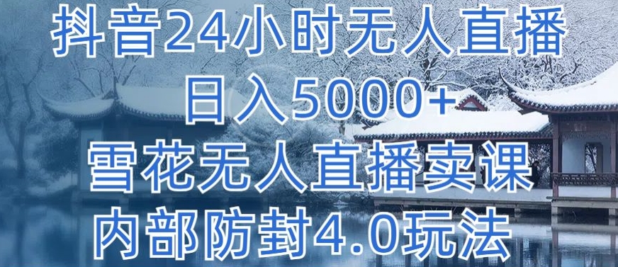 抖音24小时无人直播 日入5000+，雪花无人直播卖课，内部防封4.0玩法【揭秘】-狼哥资源库