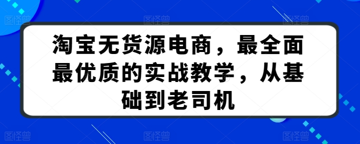 淘宝无货源电商，最全面最优质的实战教学，从基础到老司机-狼哥资源库