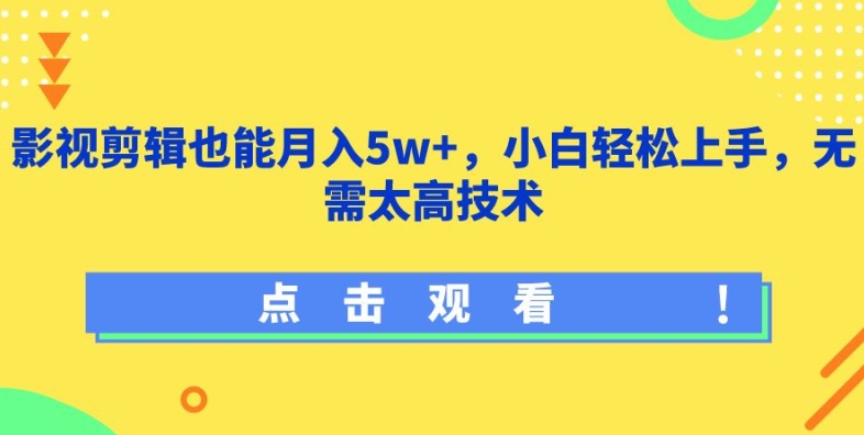 影视剪辑也能月入5w+，小白轻松上手，无需太高技术【揭秘】-狼哥资源库