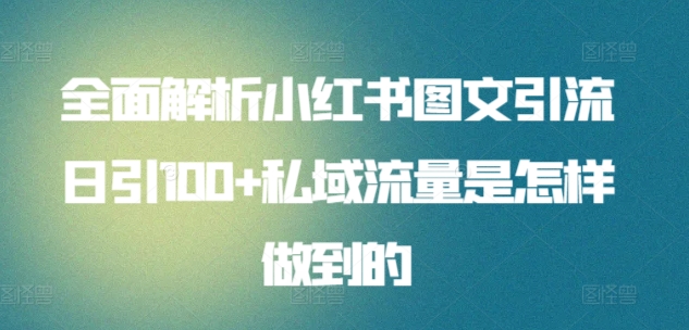 全面解析小红书图文引流日引100+私域流量是怎样做到的【揭秘】-狼哥资源库