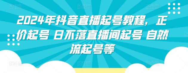 2024年抖音直播起号教程，正价起号 日不落直播间起号 自然流起号等-狼哥资源库